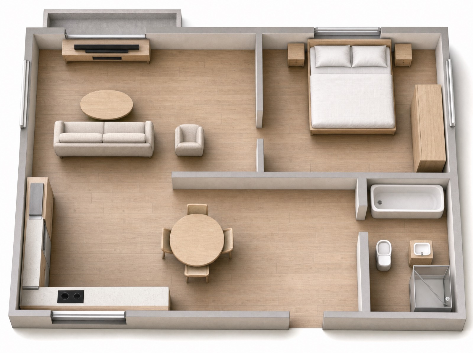 Open-plan layout