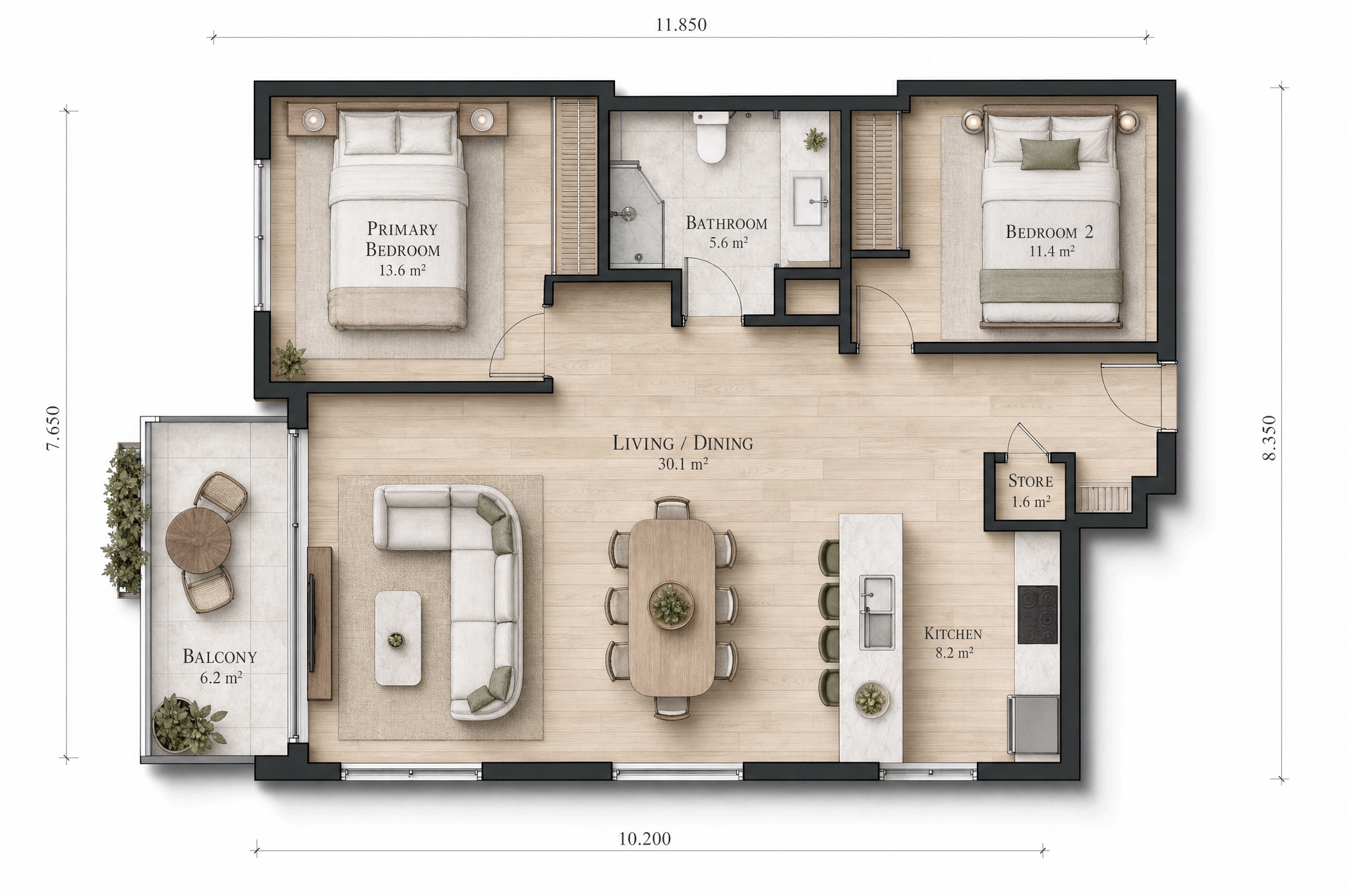 Premium rendered 2D plan