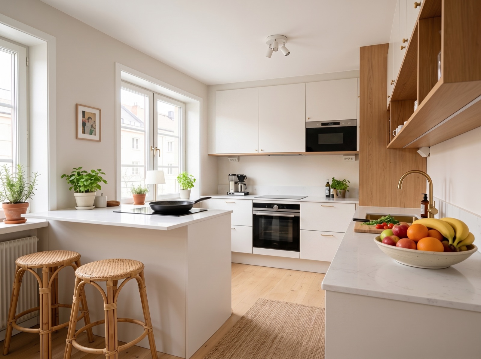 The same kitchen, empty